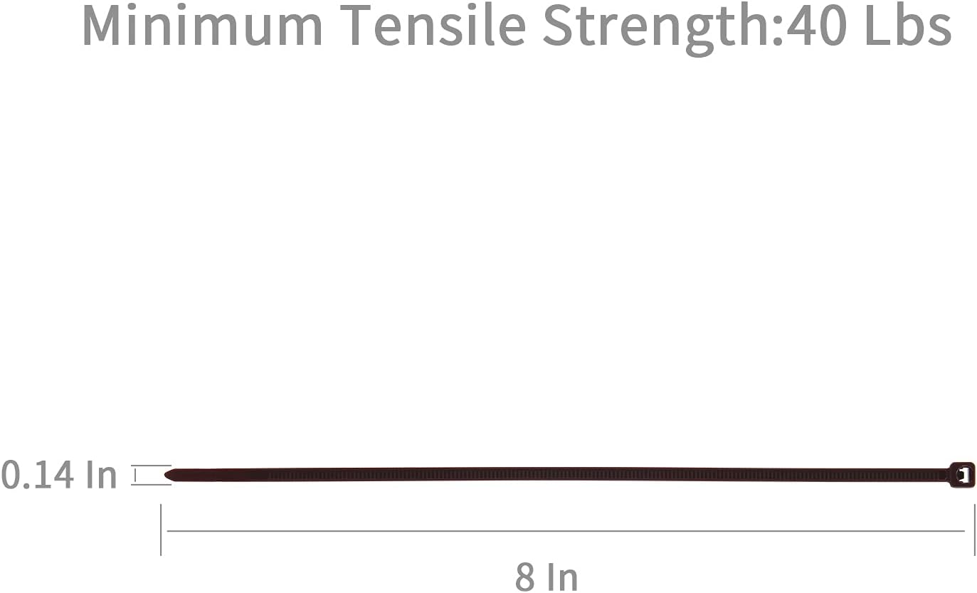 XINGO 8 Inch Brown Cable Zip Ties (500 Pack), 40 Lbs Tensile Strength-Heavy Duty, Self-Locking Nylon Plastic Nylon Wire Ties for indoor and outdoor use