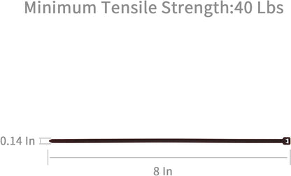 XINGO 8 Inch Brown Cable Zip Ties (500 Pack), 40 Lbs Tensile Strength-Heavy Duty, Self-Locking Nylon Plastic Nylon Wire Ties for indoor and outdoor use