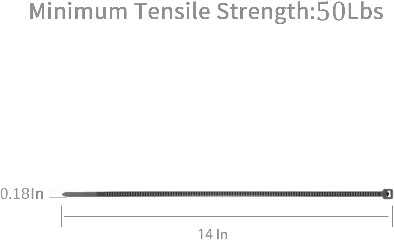 XINGO 100PCS Cable Zip Ties Heavy Duty, Premium Nylon Plastic Wire Ties with 50 Pounds Tensile Strength, Self-Locking Black Nylon Zip Ties for Indoor and Outdoor (14 inch, Silver)