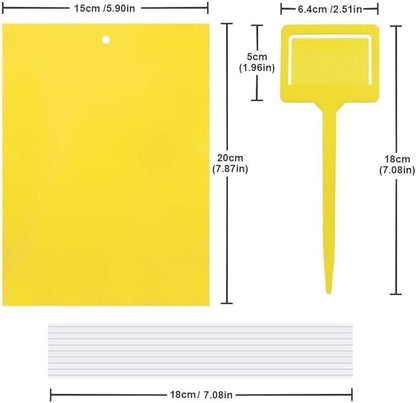 Gideal 20-Pack Dual-Sided Yellow Sticky Traps for Flying Plant Insect Such as Fungus Gnats, Whiteflies, Aphids, Leafminers,Thrips - (6x8 Inches, Included 20pcs Twist Ties)