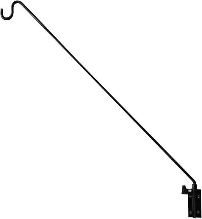 Heavy Duty Extended Reach Wall Mounted Deck Hook Wall Pole, Wall Bracket Direction and Length Adjustable Plant Bracket for Bird Feeders, Planters, Suet Baskets, Lanterns, Wind Chimes and More,Black