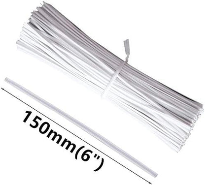 Paper Twist Ties 1000Pcs 6Inch White Color Cable Ties for Making Facial Face Mask Plants Party Cello Candy Gift Bags Cake Pop