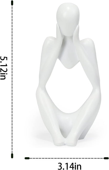 INNOLITES Resin Statue Thinker Style Decoration Abstract Sculptures Collectible Figurines for Home Decor Modern Office Shelf Desktop（White Focus）
