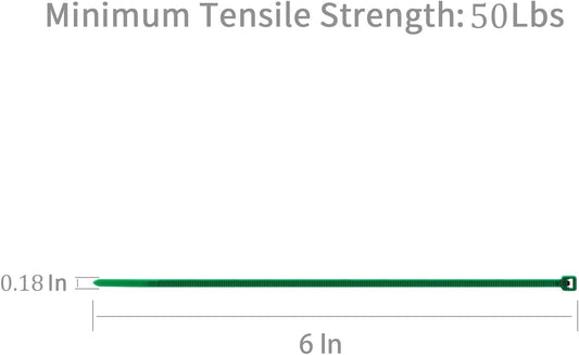 XINGO 100PCS Cable Zip Ties Heavy Duty, Premium Nylon Plastic Wire Ties with 50 Pounds Tensile Strength, Self-Locking Black Nylon Zip Ties for Indoor and Outdoor (6 inch, Dark Green)