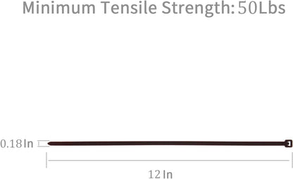 XINGO 1000 PCS Brown Zip Ties 12 Inch, 60 LBS Tensile Strength, Self-Locking Nylon Plastic Nylon PA66 Wire Ties for Indoor and Outdoor Use