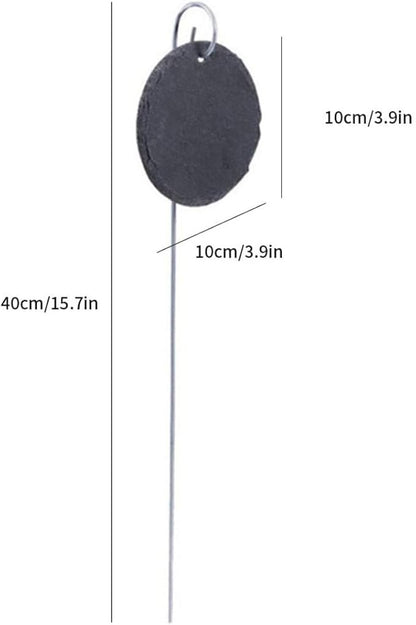 Slate Plant Label Steel Stake Weatherproof Tags Garden Nursery Markers Oval Shape 10PCS...