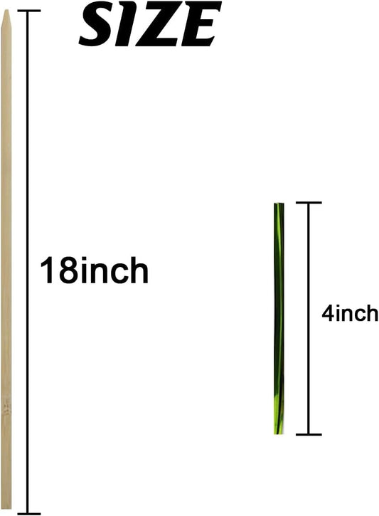 GXXMEI 100PCS 18" Bamboo Plant Stakes with 100PCS 4" Green Garden Ties, Plant Sticks Support, Floral Plant Support Wooden, Indoor Gardening Plant Supports, Wooden Sign Posting Garden Sticks