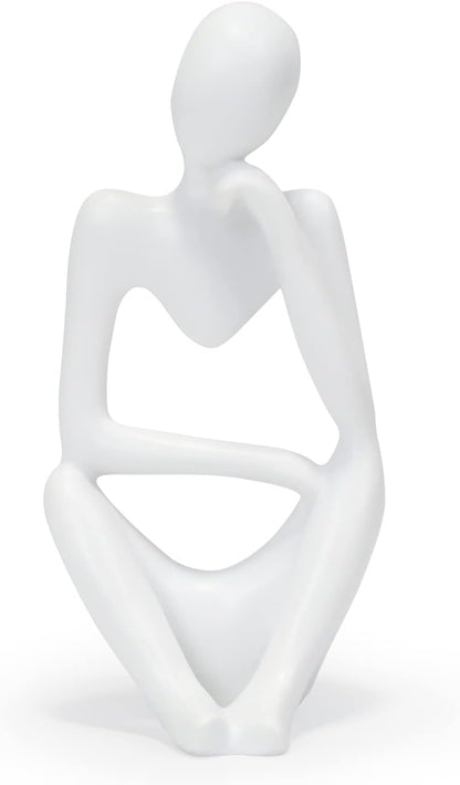 INNOLITES Resin Statue Thinker Style Decoration Abstract Sculptures Collectible Figurines for Home Decor Modern Office Shelf Desktop(White Right)