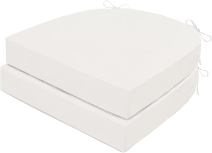 Outdoor Chair Cushions Set of 2, Waterproof Foam Patio Seat Cushions with Ties for Garden Sofa & Dining Furniture, 3-Year Color Fastness, 16x17x2 Inch, Beige