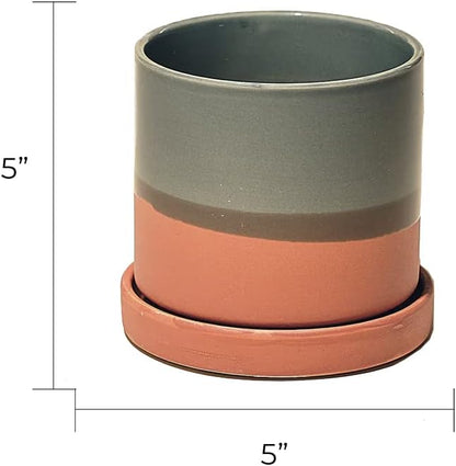 CHIVE ‘Minute’ Ceramic Planter Pot — Cute 5” Colorful Succulent Pots for Indoor & Outdoor House Plants — Beautiful Modern Farmhouse Kitchen Decor — Terracotta