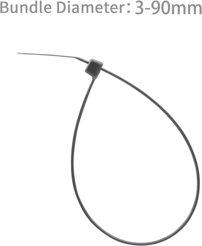 XINGO 100PCS Cable Zip Ties Heavy Duty, Premium Nylon Plastic Wire Ties with 50 Pounds Tensile Strength, Self-Locking Black Nylon Zip Ties for Indoor and Outdoor (14 inch, Silver)