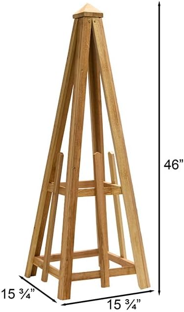 Garden Obelisk Trellis for Climbing Plants, Cedar Pyramid Trellis 46" H, Pack of 2, Sturdy Wooden Garden Trellis for Flowers, Vines, Vertical Plant Support, Outdoor Garden Decor