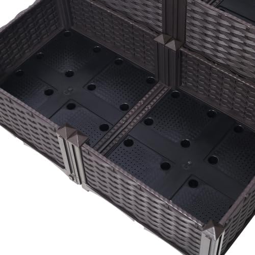 LuckyNote】4 Piece Raised Garden Bed with Legs, Self-Watering Planter Box Raised Bed to Grow Flowers, Herbs & Vegetables, Brown