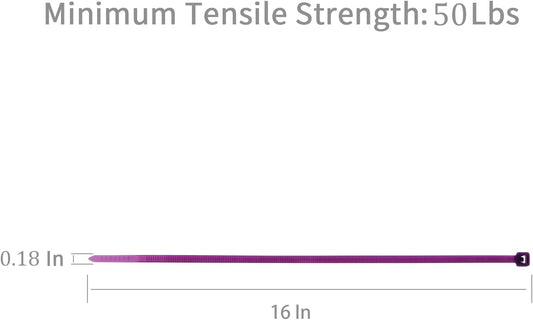 XINGO 100PCS Cable Zip Ties Heavy Duty, Premium Nylon Plastic Wire Ties with 50 Pounds Tensile Strength, Self-Locking Black Nylon Zip Ties for Indoor and Outdoor (16 inch, Purple)