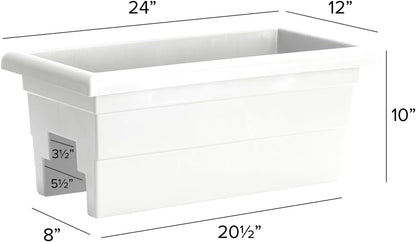 Root & Vessel Countryside Rail Planter, White, 24"