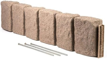 Beuta Landscape Edging | Garden Edging Border | Faux Stone Block XL for Lawn Edging, Flower Beds & Yard Edging – 1 Pack | Each Section Has 6 Blocks 48" L x 4" W x 9.5" H | 3 Spikes | Sandstone