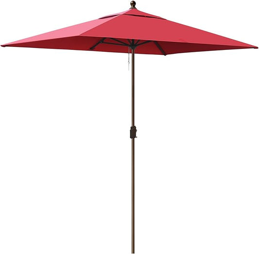 EliteShade USA 10-Year-Non-Fading 6.5x10Ft Rectangular Market Umbrella Patio Umbrella Outdoor Table Umbrella with Ventilation, Burgundy