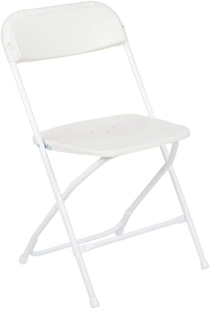 Flash Furniture Hercules Series Plastic Folding Chairs for Parties and Weddings, Stackable Commercial Event Seats with 650-lb. Static Weight Capacity, Set of 2, White