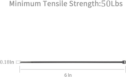 XINGO 100PCS Heavy Duty Cable Zip Ties, 6 inch, Silver, Nylon, 50 Pound Tensile Strength, Self-Locking, Indoor/Outdoor