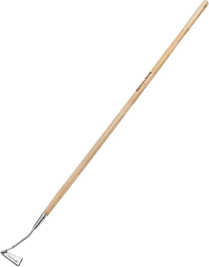 Berry&Bird Swoe Garden Hoe, 61.8'' Stainless Steel Long Handled 3 Edge Hoe with Wooden Hand, Mini Angled/Warren Hoe, Soil Cultivator Weeding Tool for Grass Flower Backyard