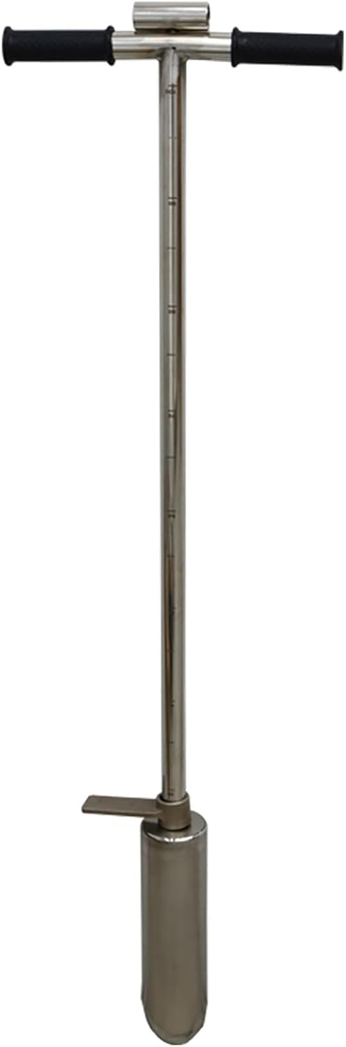 INTBUYING 40’’ Soil Sampler Probe Soil Test Probe with 9.8’’Sample Ejector and Foot Pedal T Rubber Handle Stainless Steel 2.7'' Dia for Soil Sampling Lawn Garden Farm