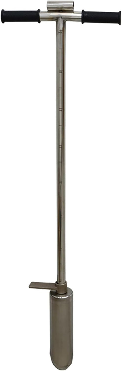 INTBUYING 40’’ Soil Sampler Probe Soil Test Probe with 9.8’’Sample Ejector and Foot Pedal T Rubber Handle Stainless Steel 2.7'' Dia for Soil Sampling Lawn Garden Farm