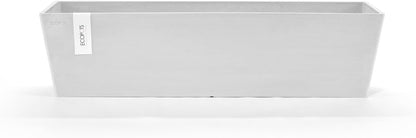 Ecopots Bruges Durable Modern Rectangular Indoor/Outdoor Recycled-Based Composite Flower Pot Planter, Pure White, 31.5"