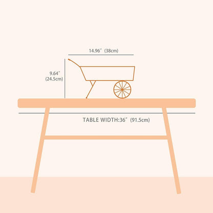 15 Inch Farmhouse Small Flower Cart with Wooden Handles Metal Wagon Planters for Outdoor Plants Decorative Wheelbarrow Plant Cart for Patio Garden Balcony Gray