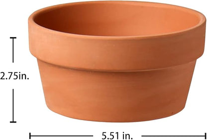 Briful 4 PCS Shallow Terracotta Pots 5.5"x2.8" Flower Pot Clay Pottery Planter with Drainage Hole Cactus Succulent Plant Nursery Pots- Great for Plants,Crafts