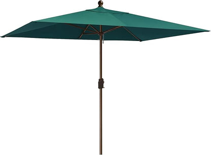 EliteShade USA 10-Year-Non-Fading 6.5x10Ft Rectangular Market Umbrella Patio Umbrella Outdoor Table Umbrella with Ventilation, Forest Green