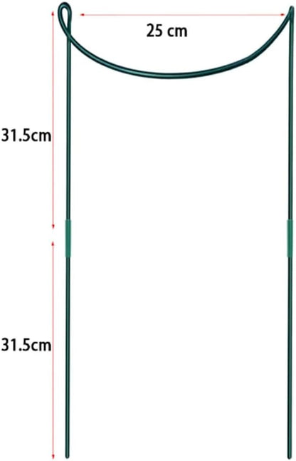 6 Pack Large 60cm Tall Bow Plant Support Stakes, Strong Metal Garden Supports Half Round Flower Hoops