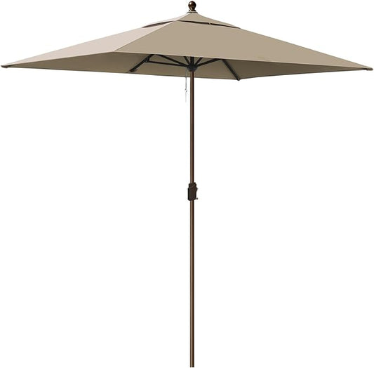 EliteShade USA 10-Year-Non-Fading 6.5x10Ft Rectangular Market Umbrella Patio Umbrella Outdoor Table Umbrella with Ventilation（Hrather Beige）