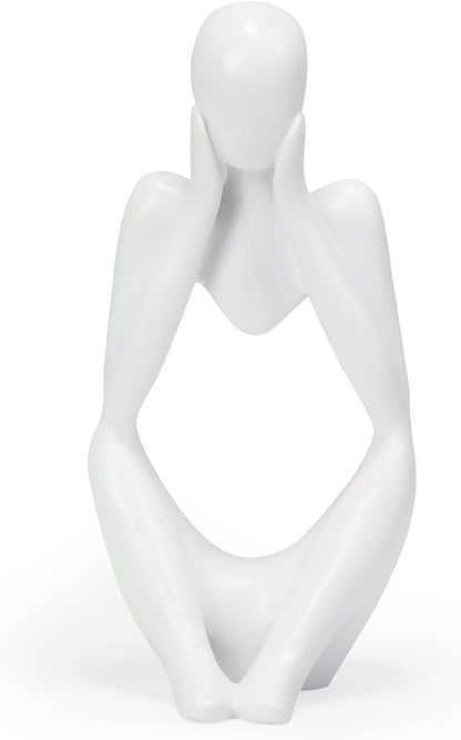 INNOLITES Resin Statue Thinker Style Decoration Abstract Sculptures Collectible Figurines for Home Decor Modern Office Shelf Desktop（White Focus）