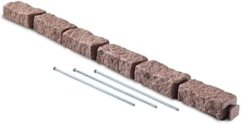 Beuta Landscape Edging | Garden Edging Border | Faux Stone Bricks for Lawn edging, Flower beds, Pathways & Yard Edging– 1 Pack | Each Section Has 6 Bricks 48"L x 4"W x 2.25"H | 3 Spikes |Cobblestone