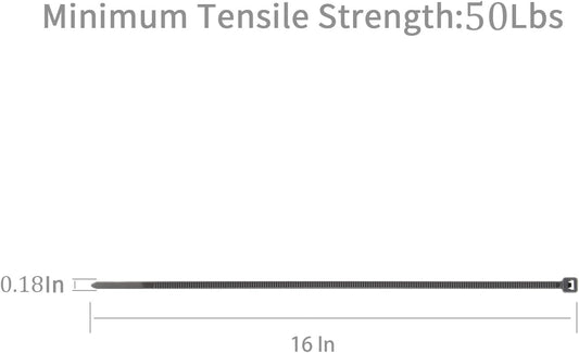 XINGO 100PCS Cable Zip Ties Heavy Duty, Premium Nylon Plastic Wire Ties with 50 Pounds Tensile Strength, Self-Locking Black Nylon Zip Ties for Indoor and Outdoor (16 inch, Silver)