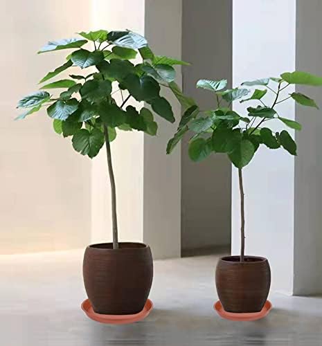 4 Pack Plant Saucer, 13 14 16 18 inch Heavy Duty Plastic Plant Saucer Round, Plant Tray for Pots, Flower Plant Saucers for Indoors, Plant Trays for Planter 12-15" (14 inch, Terracotta)