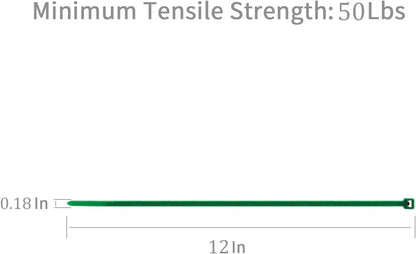 XINGO 100PCS Cable Zip Ties Heavy Duty, Premium Nylon Plastic Wire Ties with 50 Pounds Tensile Strength, Self-Locking Black Nylon Zip Ties for Indoor and Outdoor (12 inch, Green)