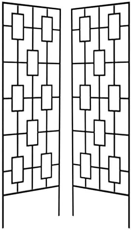 Panacea 84447 Contemporary Trellises, Black, 78" H, Set of 2 – Tall Modern Metal Trellises for Climbing Plants, Geometric Outdoor Garden Trellis with Durable Steel Construction