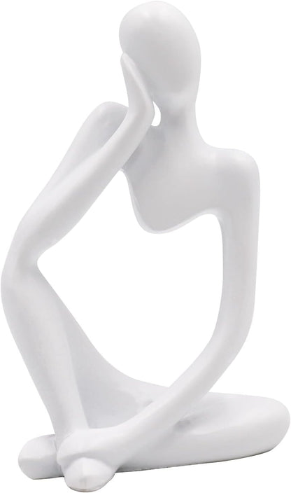 Thinker Statues and Sculptures, Resin Thinker Statue Ornaments, Abstract Style Sculptures, Housewarming Gifts, Housewarming Decorations, Living Room Dining Desk Decorations (White Right, Small)