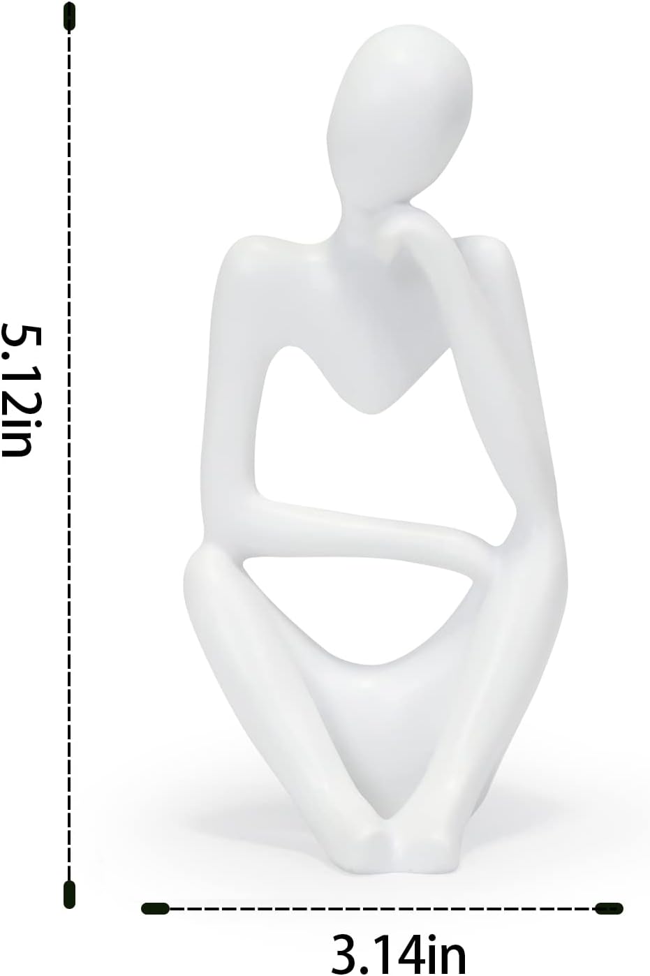 INNOLITES Resin Statue Thinker Style Decoration Abstract Sculptures Collectible Figurines for Home Decor Modern Office Shelf Desktop(White Right)