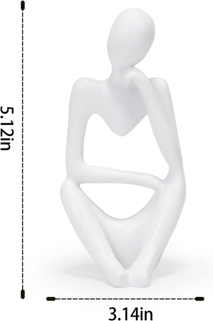 INNOLITES Resin Statue Thinker Style Decoration Abstract Sculptures Collectible Figurines for Home Decor Modern Office Shelf Desktop(White Right)