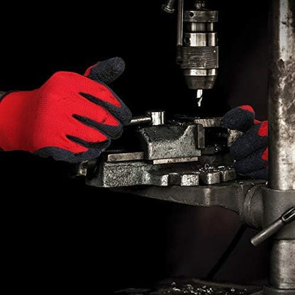 Evridwear Crinkle Latex Rubber Hand Coated Safety Work Gloves for Men Women General Multi Use Construction Warehouse Gardening Assembly Landscaping (XS-Size) Red 120 Pairs Pack