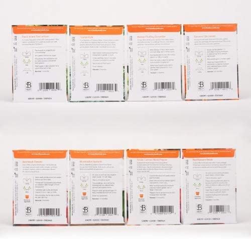 Bentley Seed Garden Variety Pack - Non-GMO Heirloom Vegetables - 8 Assorted Plant Seeds for Growing Fresh Produce