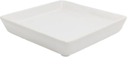 Square Plant Saucer 12 Inch 1 Pack，Plant Trays for Pots, White Ceramic Plant Saucers for Indoors Outdoors, Plant Drip Tray 4 6 8 10 12 14 Inch