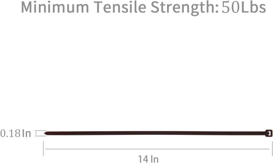 XINGO 100PCS Cable Zip Ties Heavy Duty, Premium Nylon Plastic Wire Ties with 50 Pounds Tensile Strength, Self-Locking Black Nylon Zip Ties for Indoor and Outdoor (14 inch, Brown)
