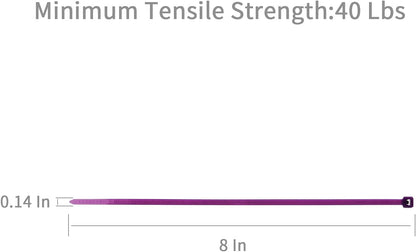 XINGO 8 Inch Purple Cable Zip Ties (500 Pack), 40 Lbs Tensile Strength-Heavy Duty, Self-Locking Nylon Plastic Nylon Wire Ties for indoor and outdoor use