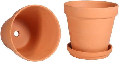 6 Inch Clay Pot for Plant with Saucer, Flower Pot with Tray, 8 Pack Small Terra Cotta Plant Pot with Drainage Hole, Great for Plants, DIY Crafts, Wedding Favor (6inch 8pack)