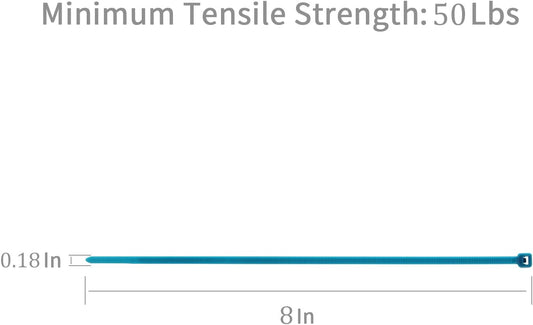 XINGO 1000 PCS Blue Zip Ties 8 Inch, 60 LBS Tensile Strength, Self-Locking Nylon Plastic Nylon PA66 Wire Ties for Indoor and Outdoor Use