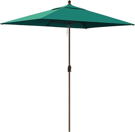 EliteShade USA 10-Year-Non-Fading 6.5x10Ft Rectangular Market Umbrella Patio Umbrella Outdoor Table Umbrella with Ventilation, Forest Green