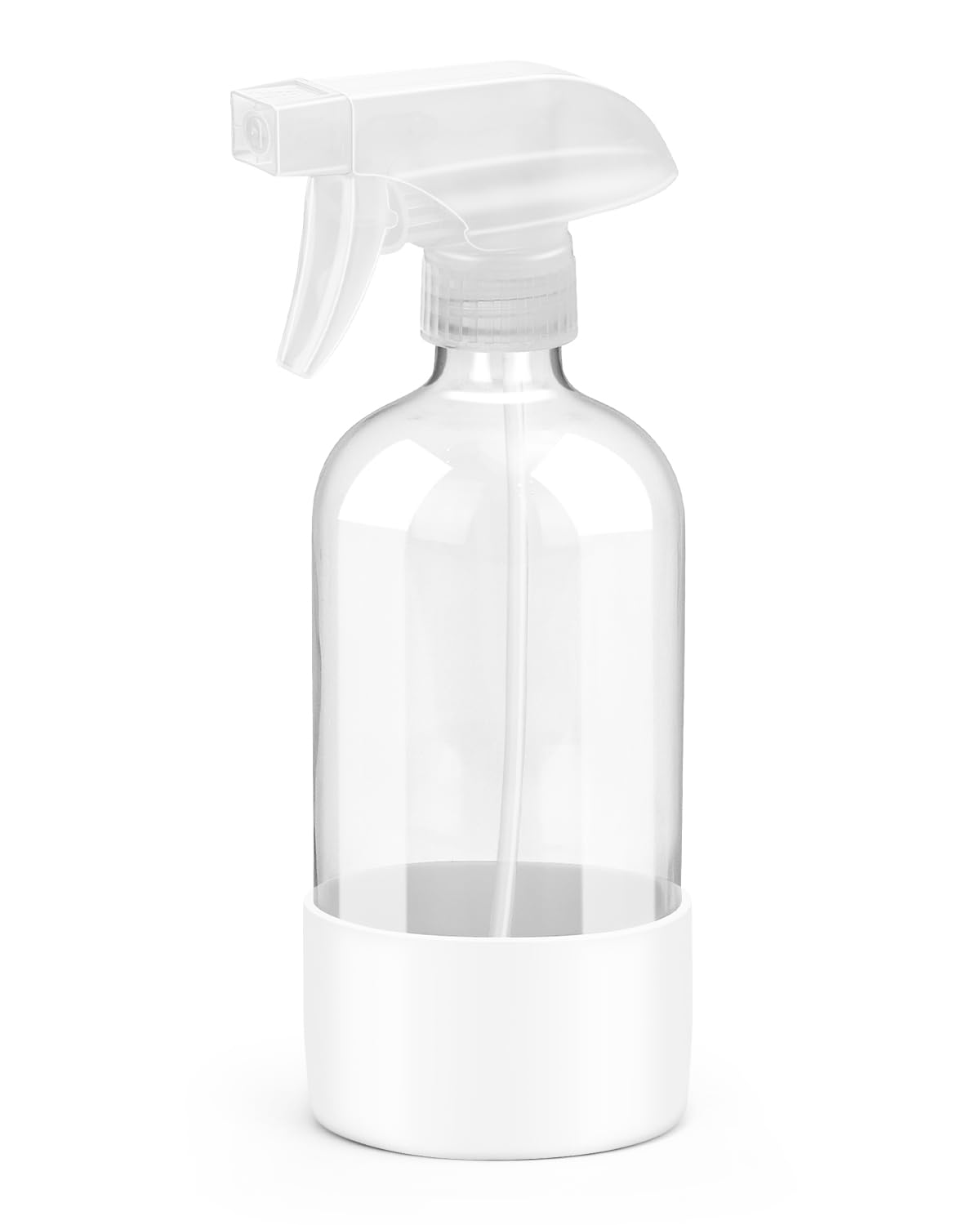 Glass Spray Bottles with Silicone Sleeve Protection, Empty 16OZ Reusable Spray Bottles, Refillable Containers with Spray Nozzles for Cleaning Solutions, Plants and Essential Oils 1 Pack White